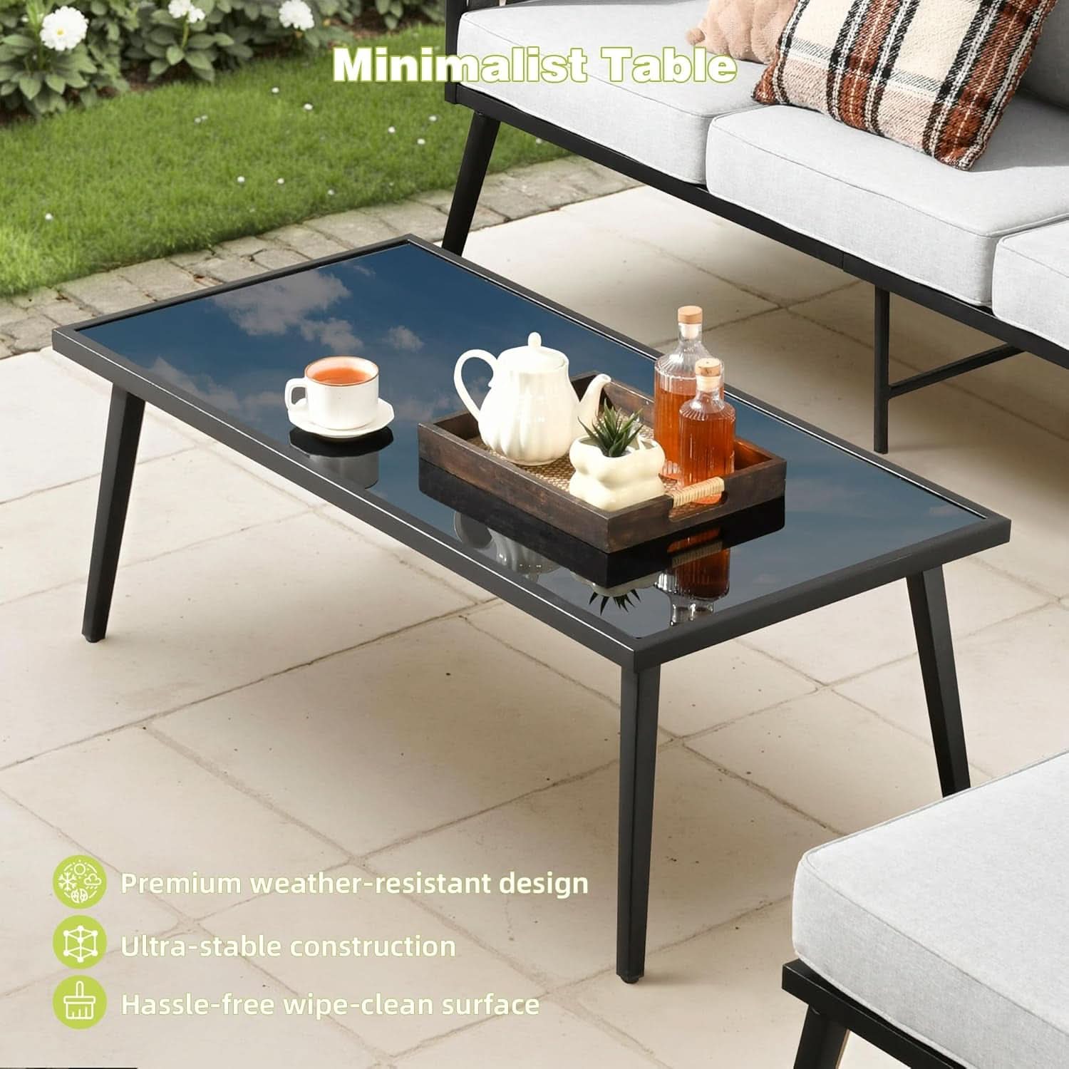Outdoor Patio Furniture Set with Swivel Rocking Chair and Table
