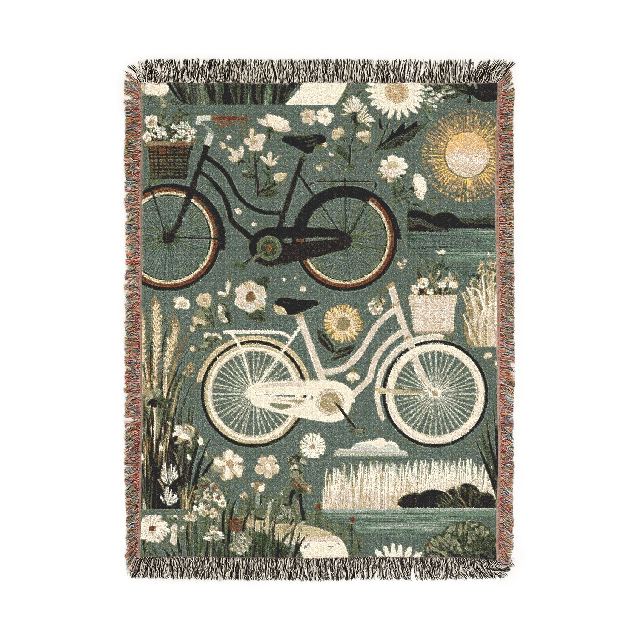 Garden Path Bicycle Woven Blanket