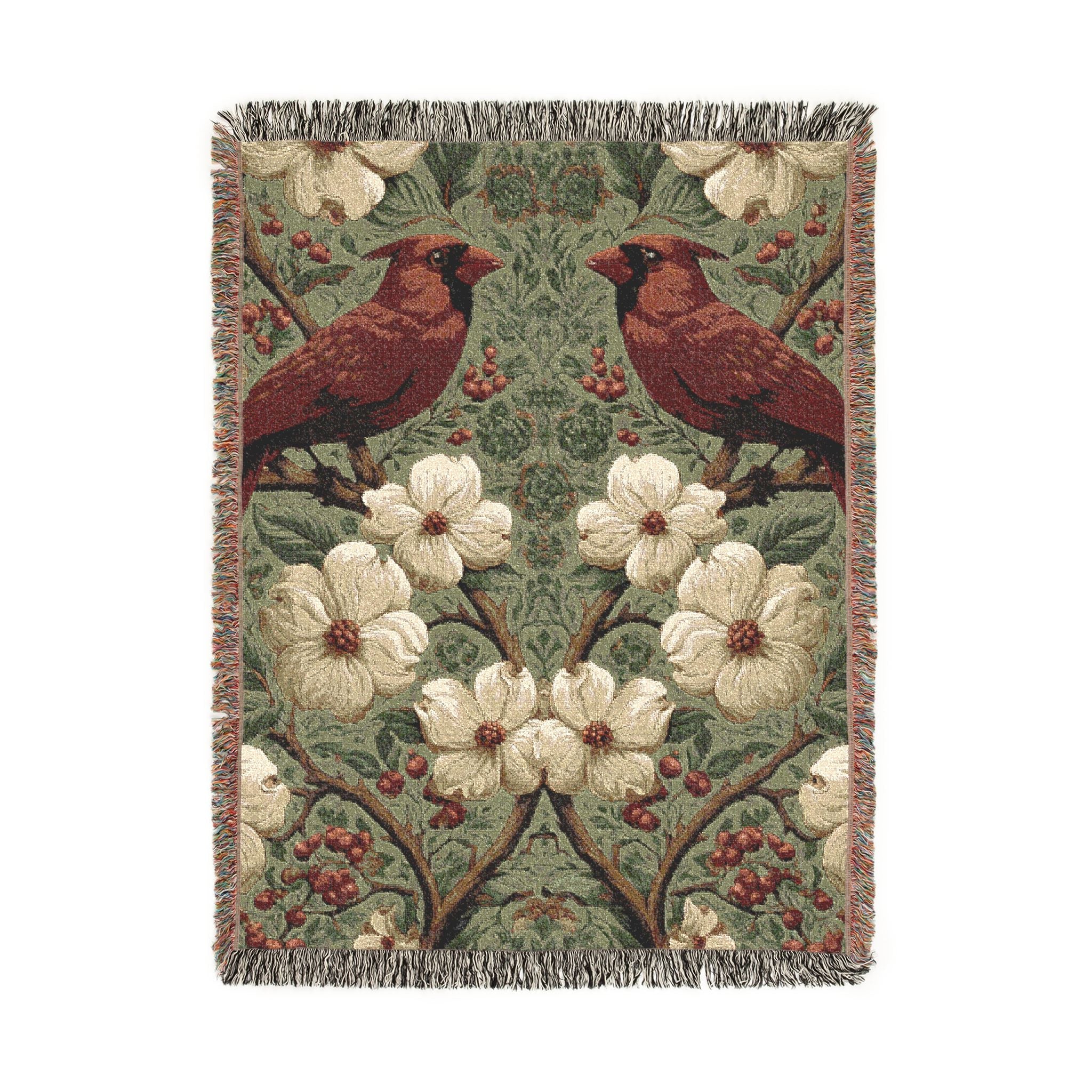Cardinal Garden Woven Throw Blanket