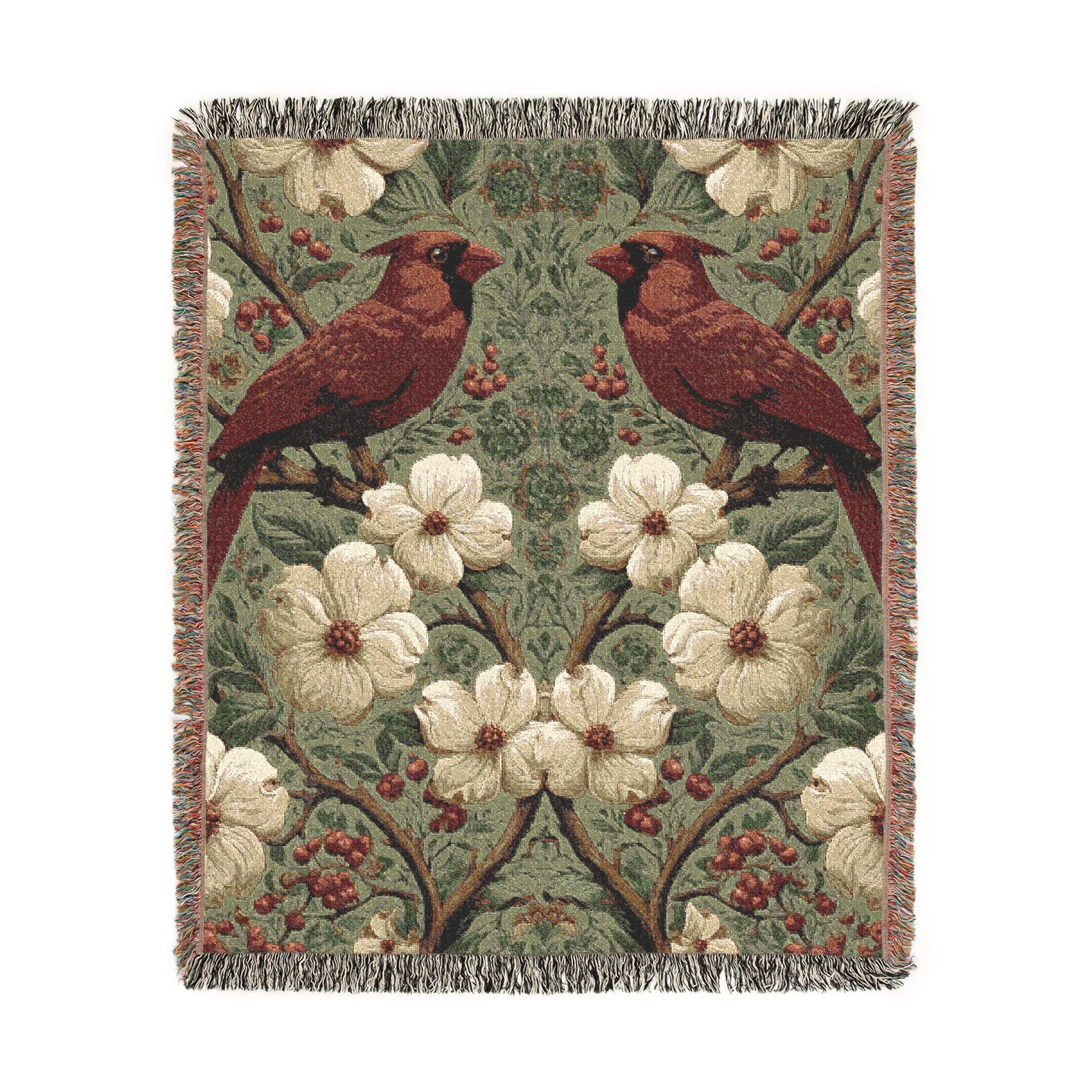 Cardinal Garden Woven Throw Blanket