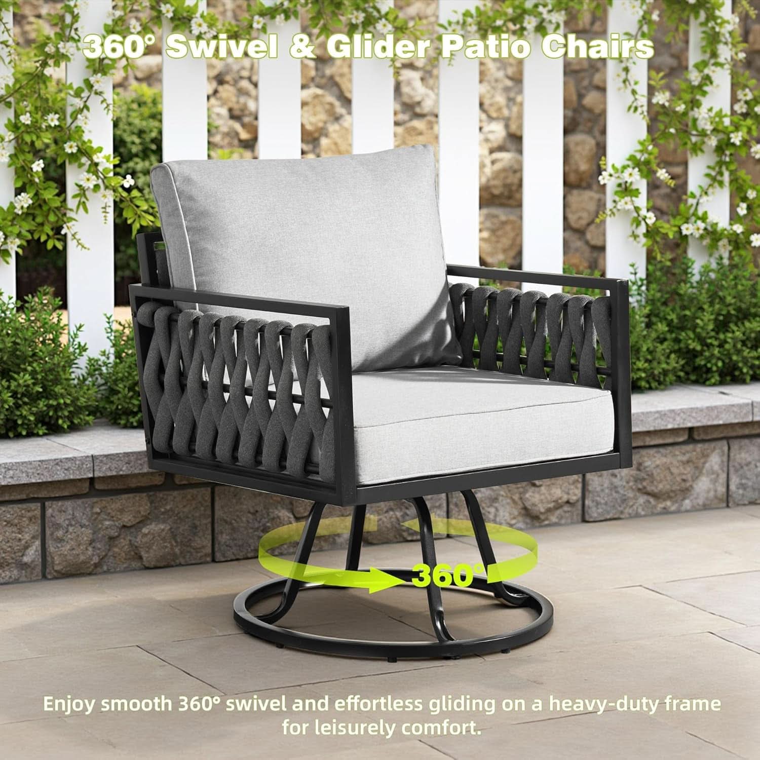 Outdoor Patio Furniture Set with Swivel Rocking Chair and Table
