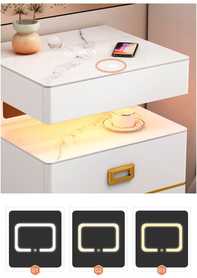 Smart Bedside Table with Speakers, Wireless Charging and Fingerprint-Lock Safe