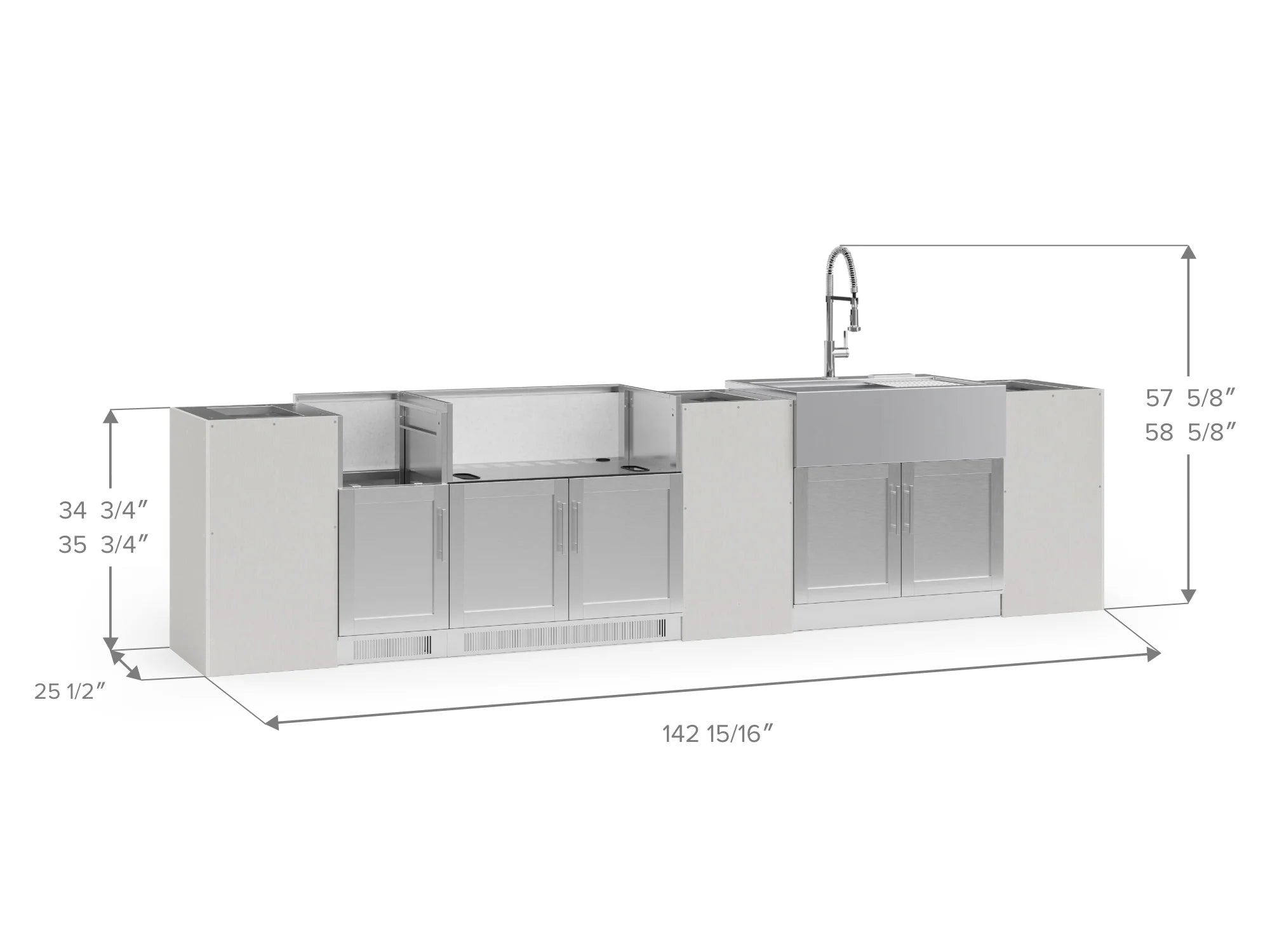 Signature Series 8PC Custom Outdoor Kitchen · 304 Stainless Steel · Shaker Door