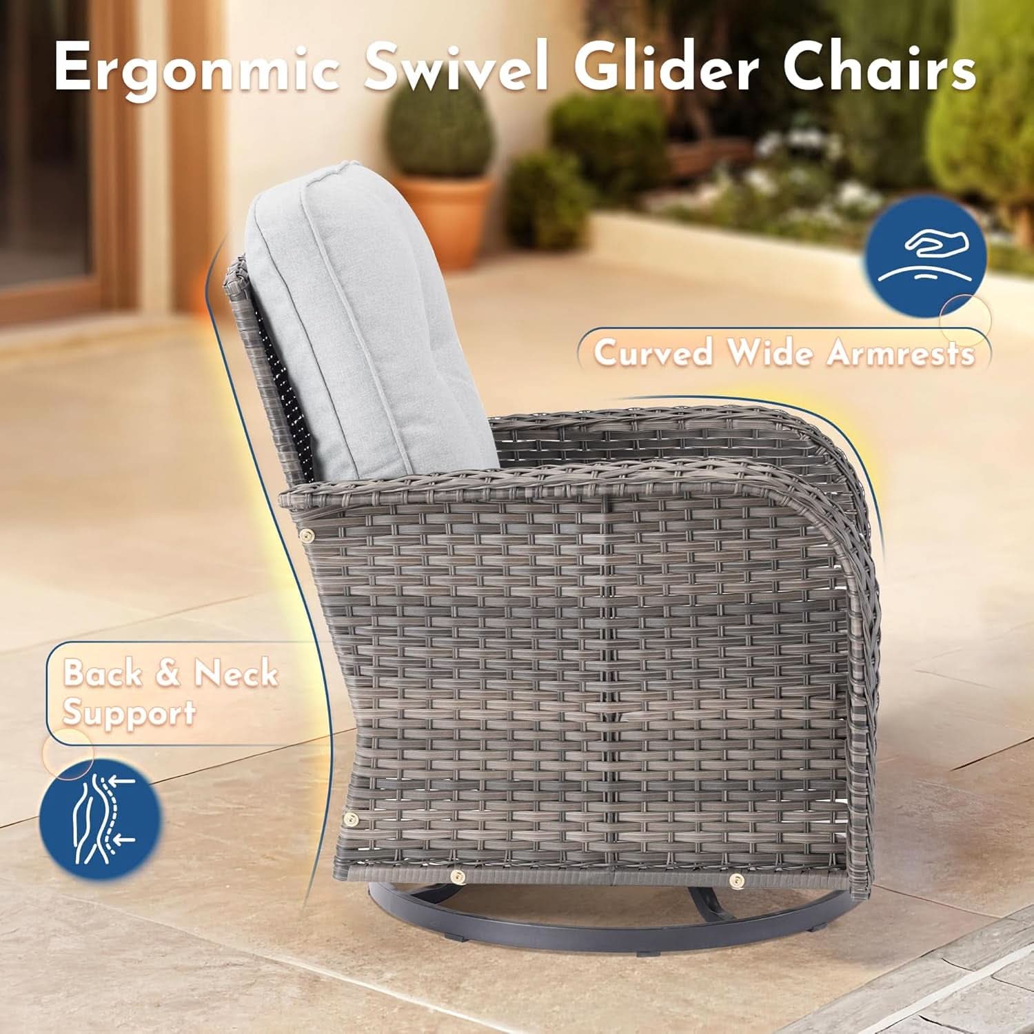 5-Piece Outdoor Patio Furniture Set with Swivel Rocker Chairs