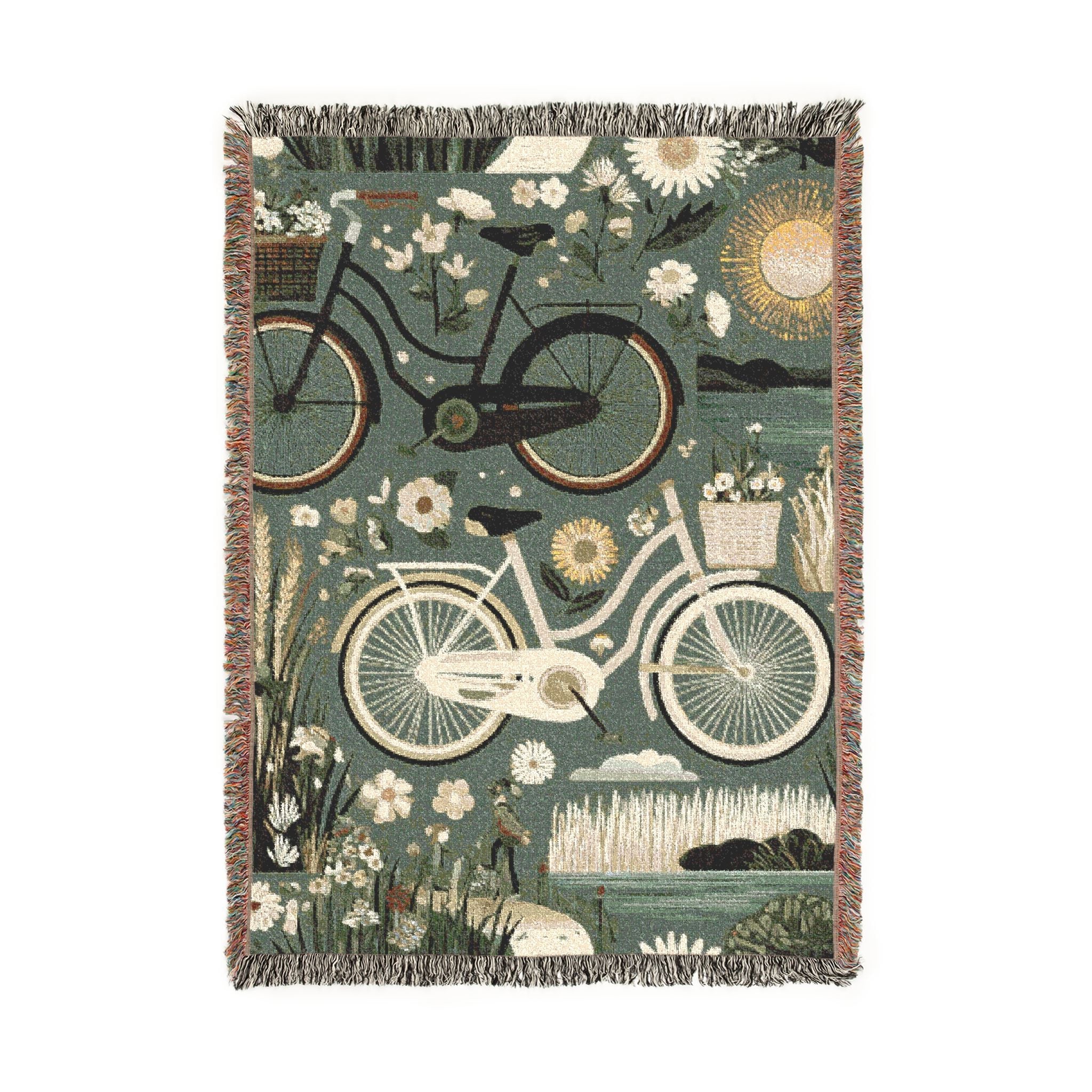 Garden Path Bicycle Woven Blanket