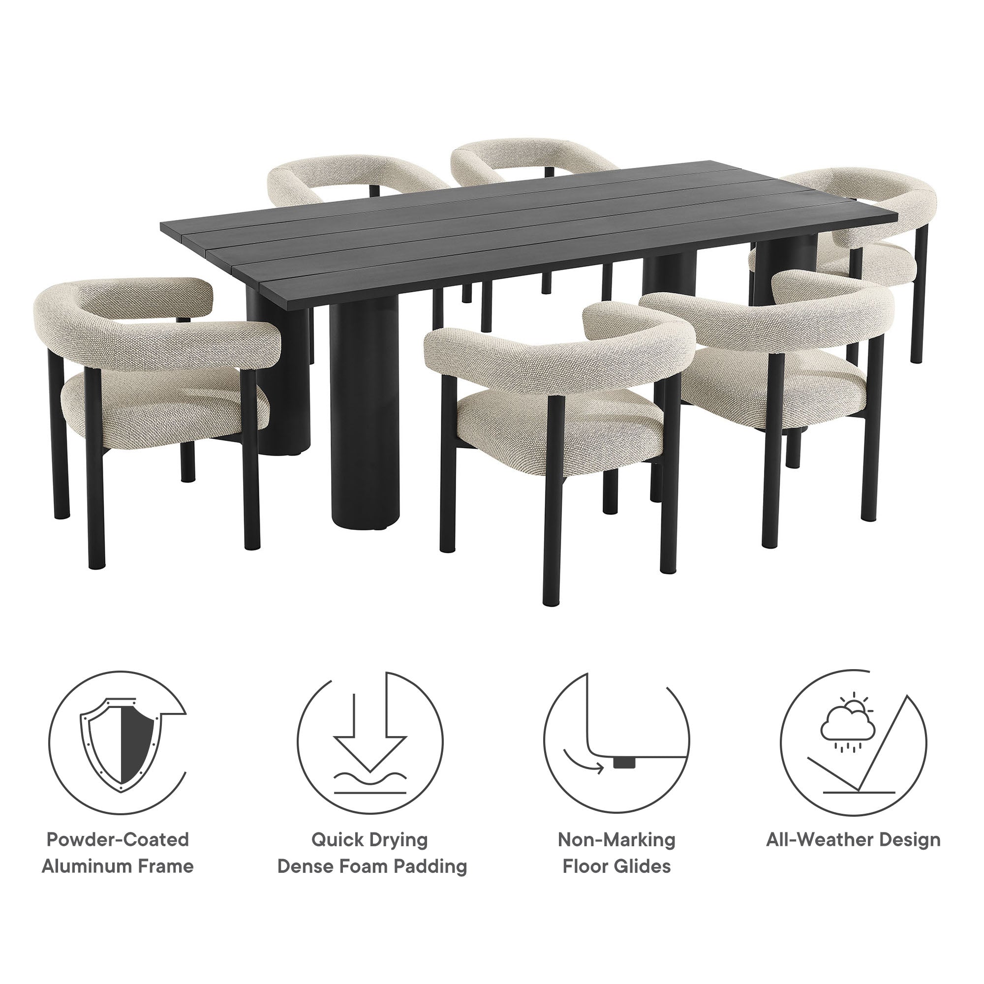 Nautica 7-Piece Aluminum Outdoor Dining Set by Modway