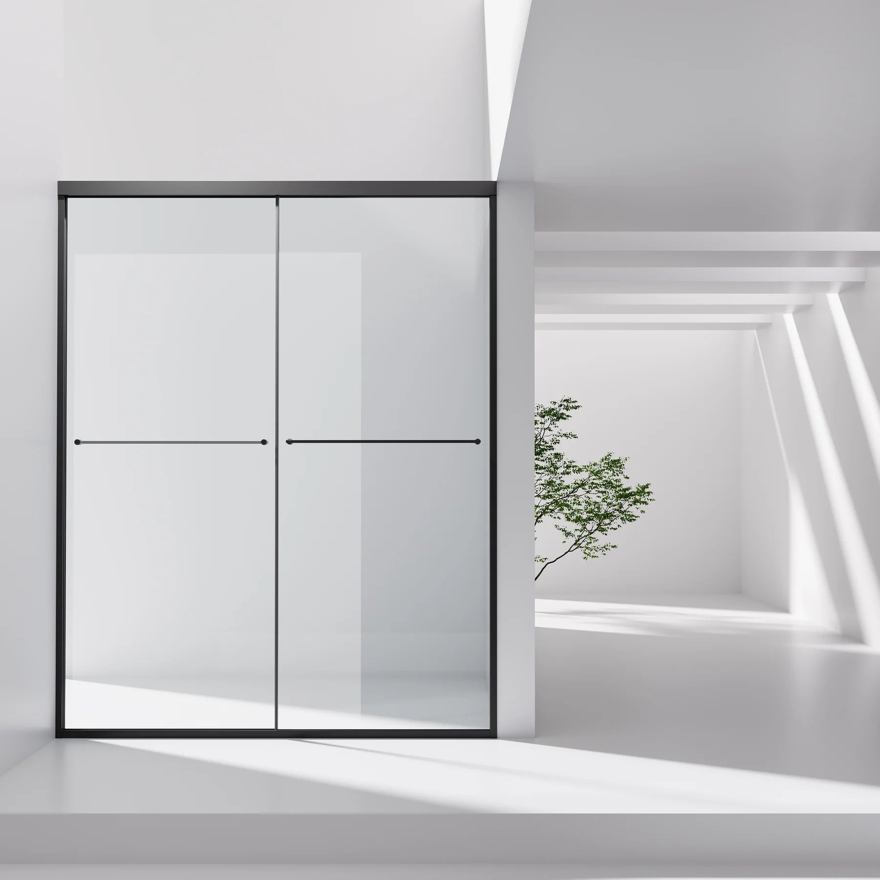 K2-MB Black Ultra-Narrow Frame Shower Door with Magnetic Catch