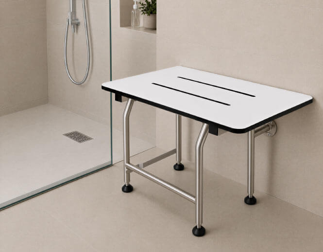 Phenolic Wall Mounted Folding Shower Seat with Legs