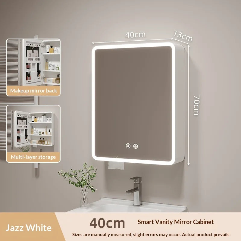 LED Bathroom Mirror Cabinet with Anti-Fog, Dimmable Lighting & Storage