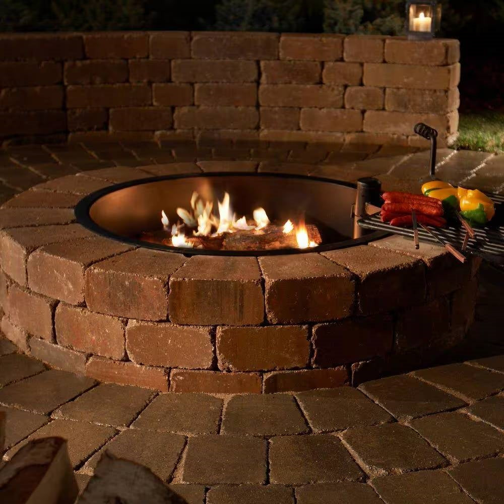 48-Inch Round Concrete Fire Pit Kit with Swivel Cooking Grate