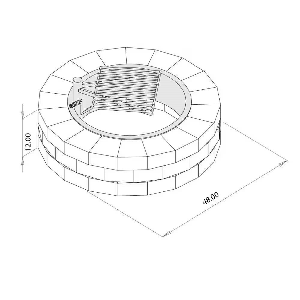 48-Inch Round Concrete Fire Pit Kit with Swivel Cooking Grate