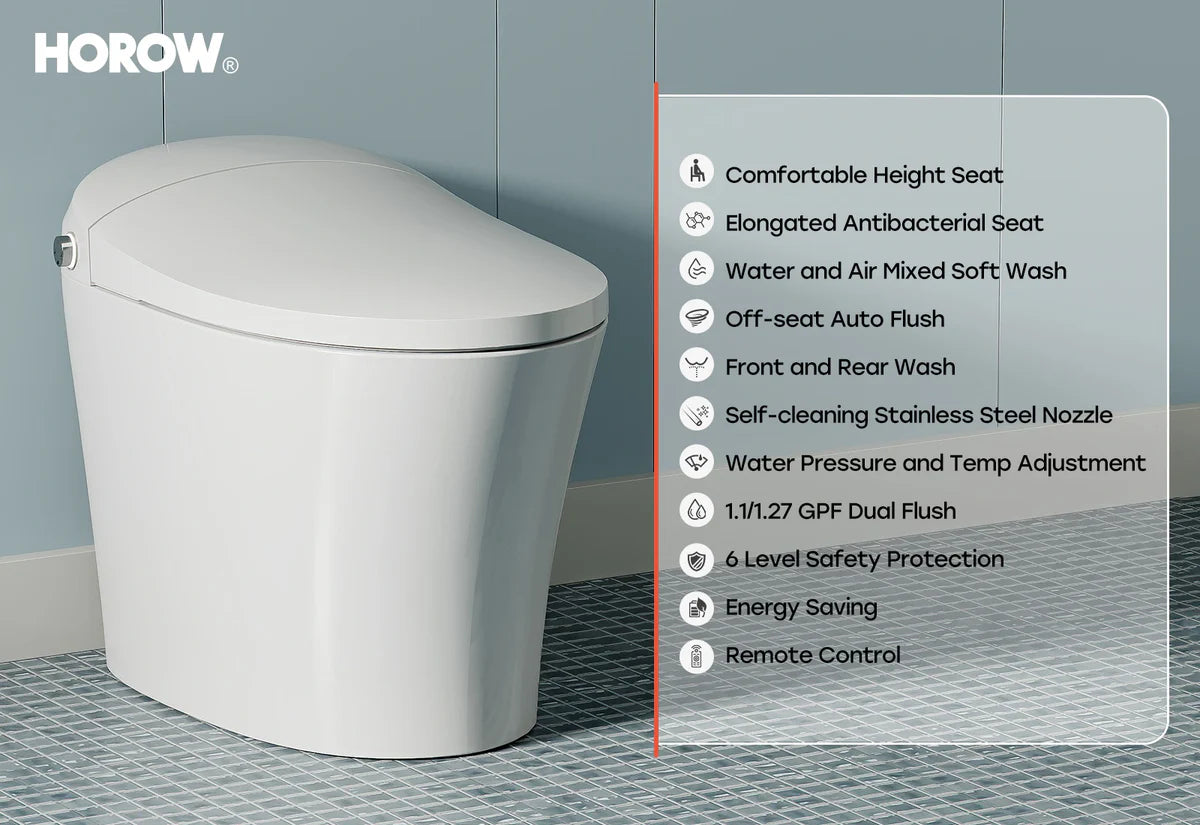 T16 Smart Bidet Toilet – Heated Seat, Tankless Design & Dual Flush