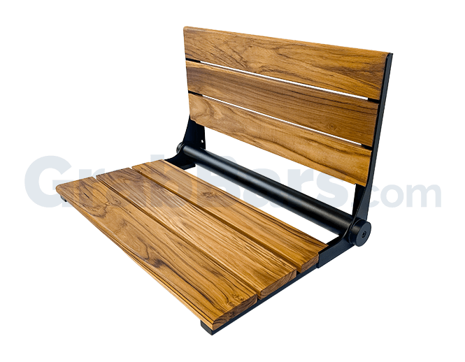Teak Designer Wall Mounted Folding Shower Seat (No Auto-Rise)