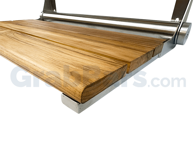 Teak Designer Wall Mounted Folding Shower Seat (No Auto-Rise)