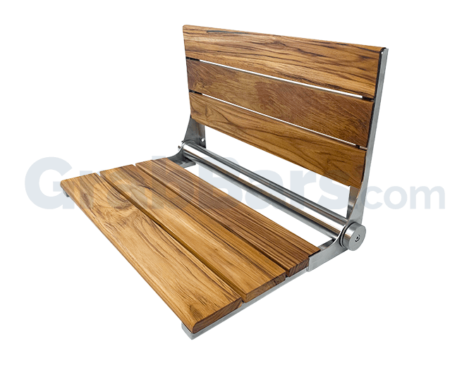Teak Designer Wall Mounted Folding Shower Seat (No Auto-Rise)