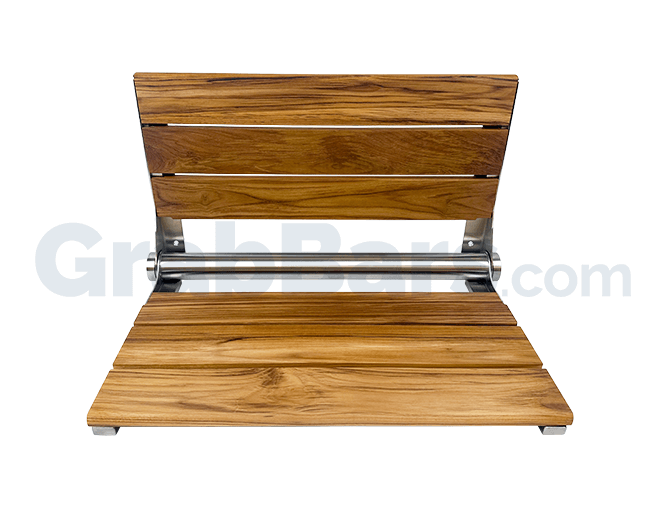 Teak Designer Wall Mounted Folding Shower Seat (No Auto-Rise)