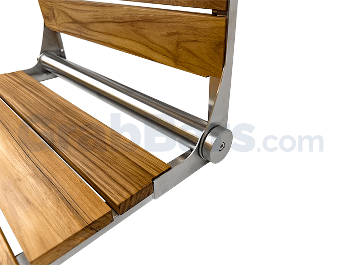 Teak Designer Wall Mounted Folding Shower Seat (No Auto-Rise)