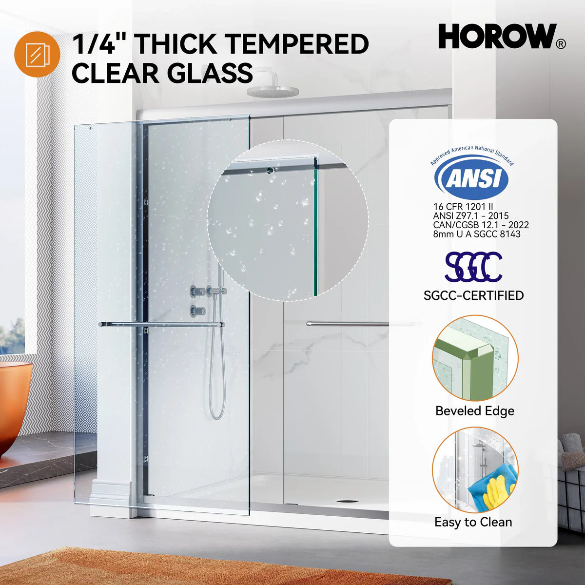 BE6072-BN Double Sliding Shower Door