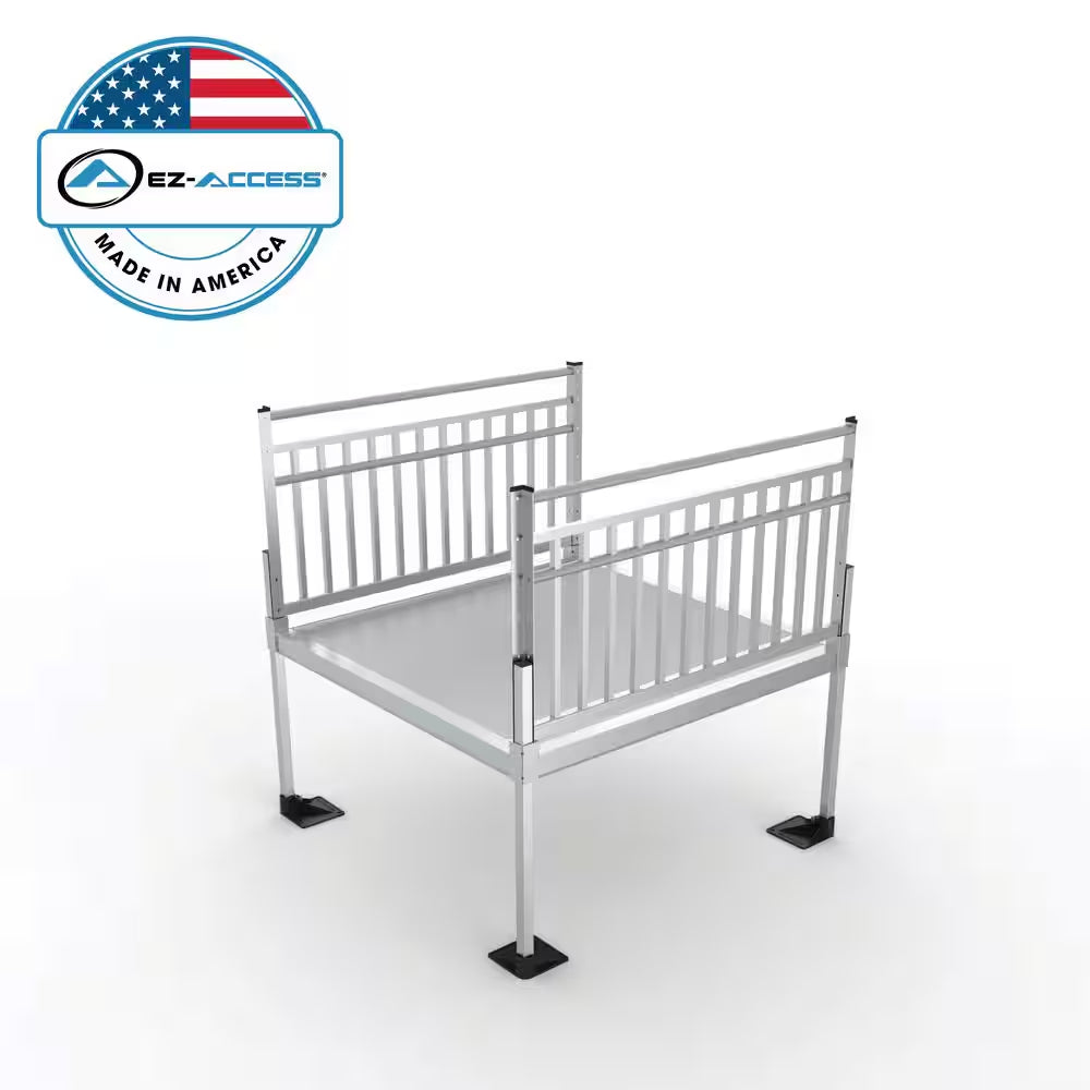 PATHWAY 3G 5 Ft. X 5 Ft. Solid Aluminum Platform with Vertical Picket Handrails