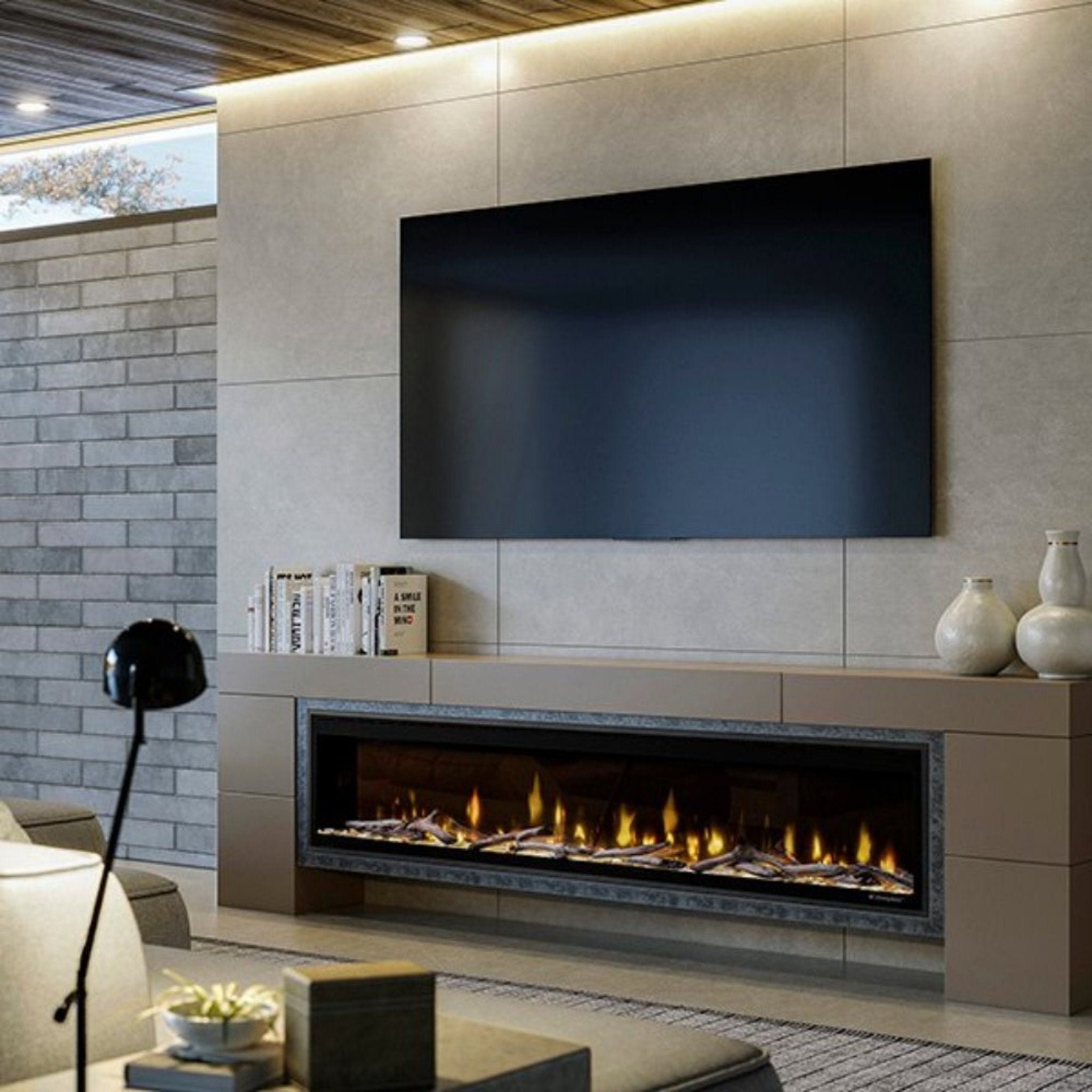 50-Inch Premium Built-In Linear Electric Fireplace with Trim Kit