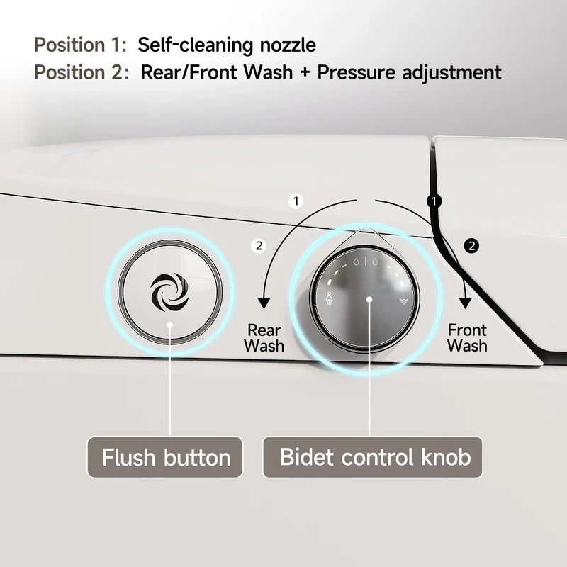 HOROW T30-NE 10-Inch Rough-In Non-Electric Bidet Toilet