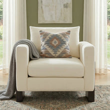 Modern Beige Chenille Accent Chair with Rubberwood Legs