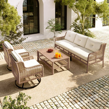 4-Piece Patio Furniture Set with Swivel Chairs