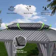12 × 24 FT Outdoor Gazebo with Galvanized Steel Double Roof