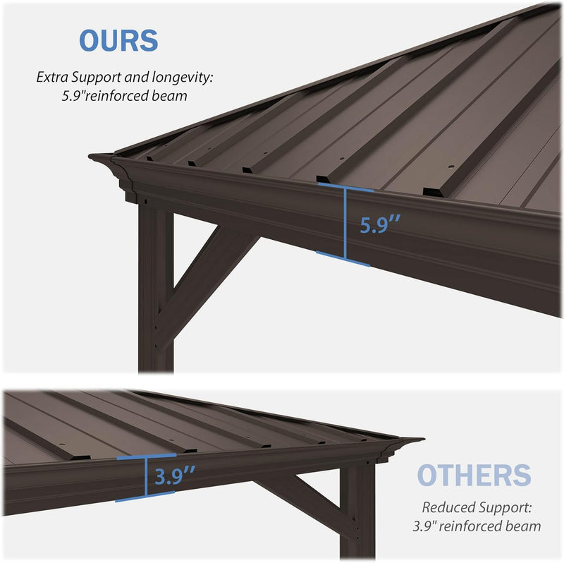 12 × 24 FT Outdoor Hardtop Gazebo with Drainage Syste