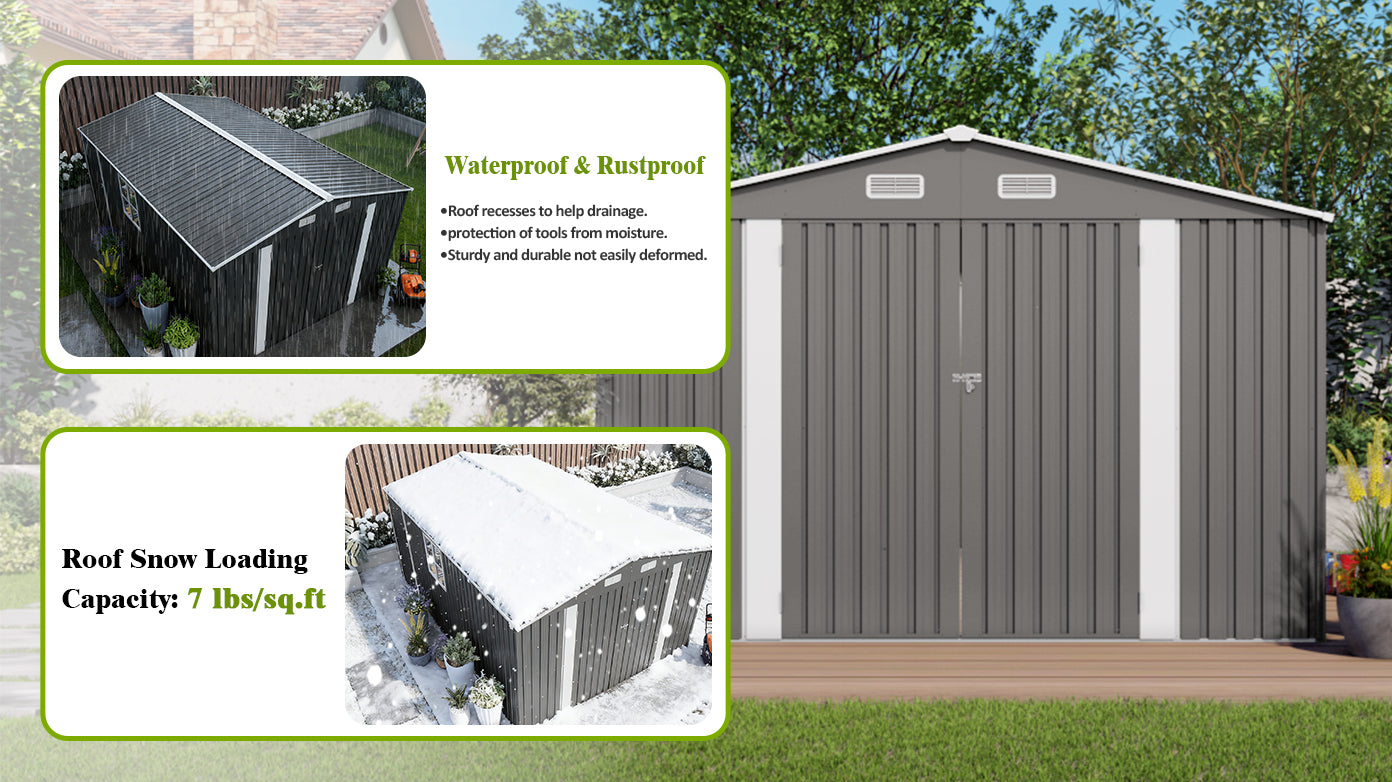 Outdoor Metal Storage Shed - 10x14 FT