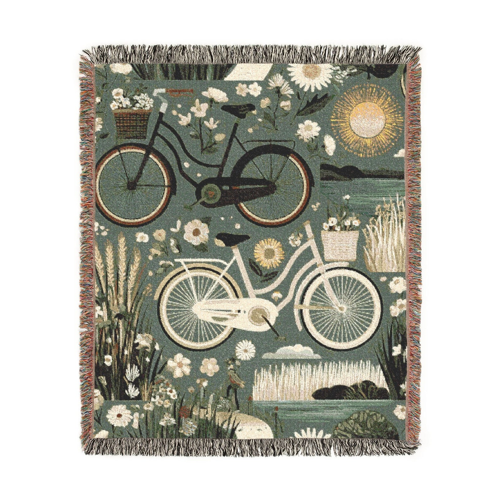 Garden Path Bicycle Woven Blanket