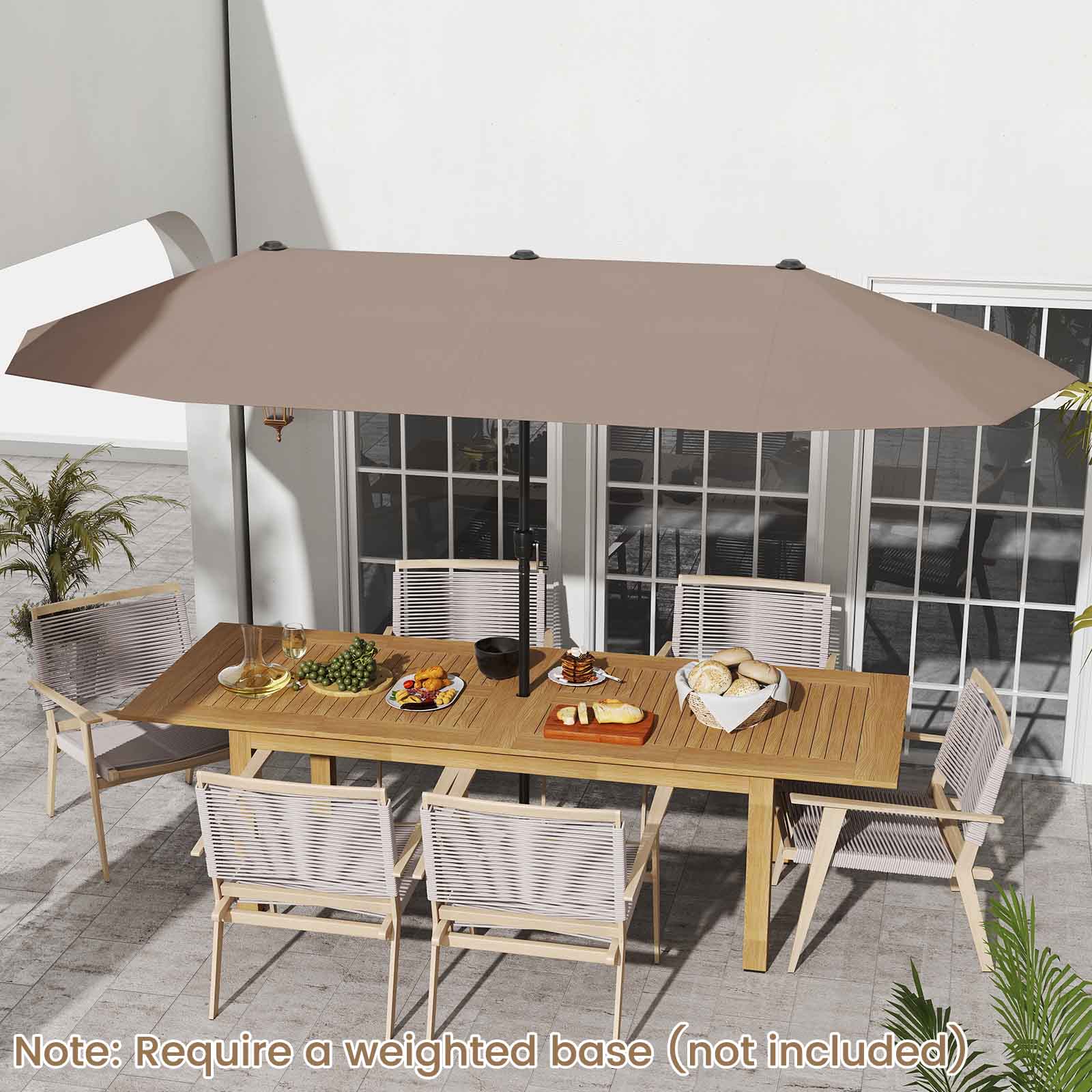 13 FT Double-Sided Patio Umbrella with Crank Handle - Beige