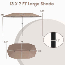 13 FT Double-Sided Patio Umbrella with Crank Handle - Beige