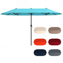 13 FT Double-Sided Patio Umbrella with Crank Handle - Beige