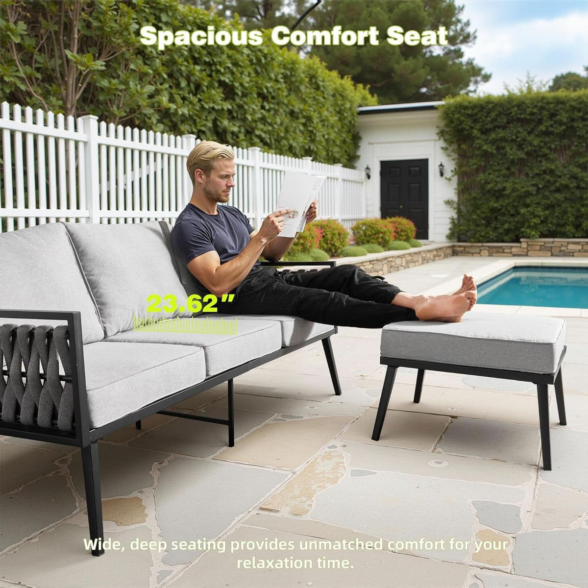 Outdoor Patio Furniture Set with Swivel Rocking Chair and Table
