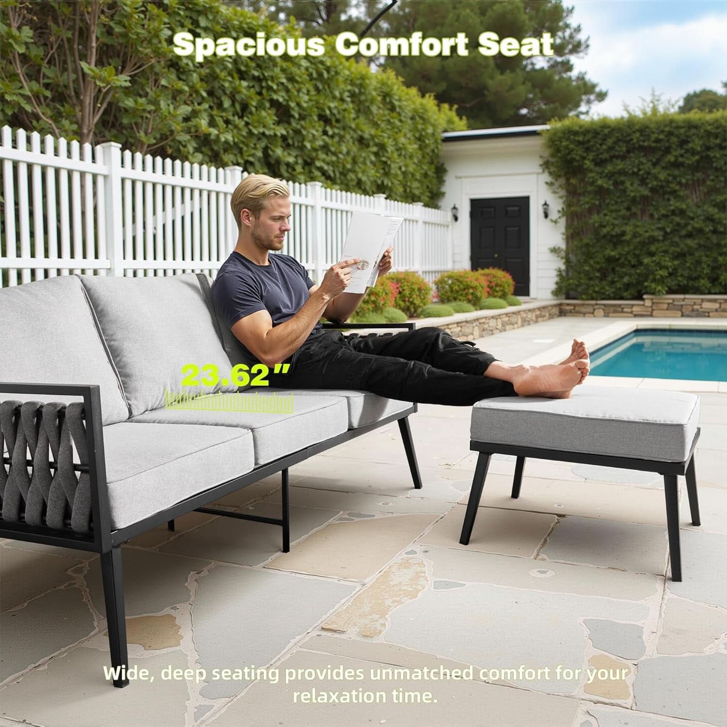 Outdoor Patio Furniture Set with Swivel Rocking Chair and Table