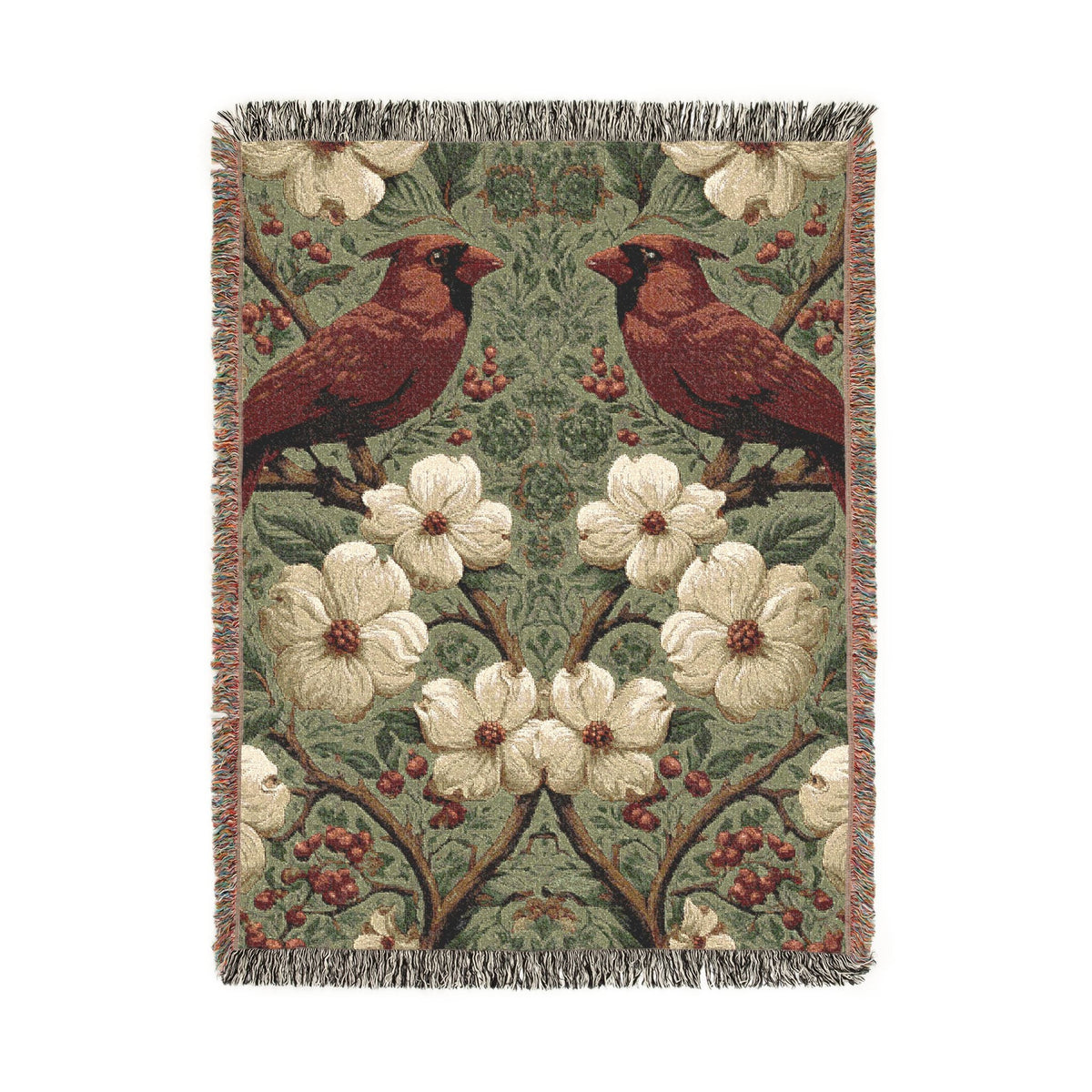 Cardinal Garden Woven Throw Blanket