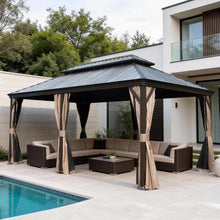 12 × 24 FT Outdoor Hardtop Gazebo with Drainage Syste