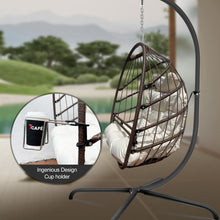Swing Egg Chair with Stand & UV-Resistant Cushion