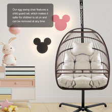 Swing Egg Chair with Stand & UV-Resistant Cushion