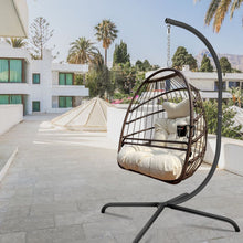Swing Egg Chair with Stand & UV-Resistant Cushion