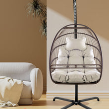 Swing Egg Chair with Stand & UV-Resistant Cushion