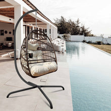 Swing Egg Chair with Stand & UV-Resistant Cushion