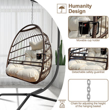 Swing Egg Chair with Stand & UV-Resistant Cushion