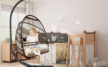 Swing Egg Chair with Stand & UV-Resistant Cushion