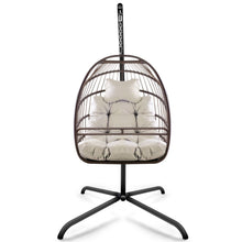 Swing Egg Chair with Stand & UV-Resistant Cushion