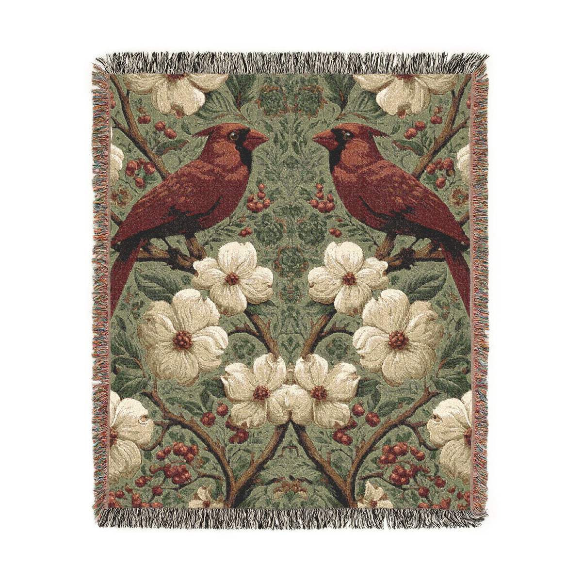 Cardinal Garden Woven Throw Blanket