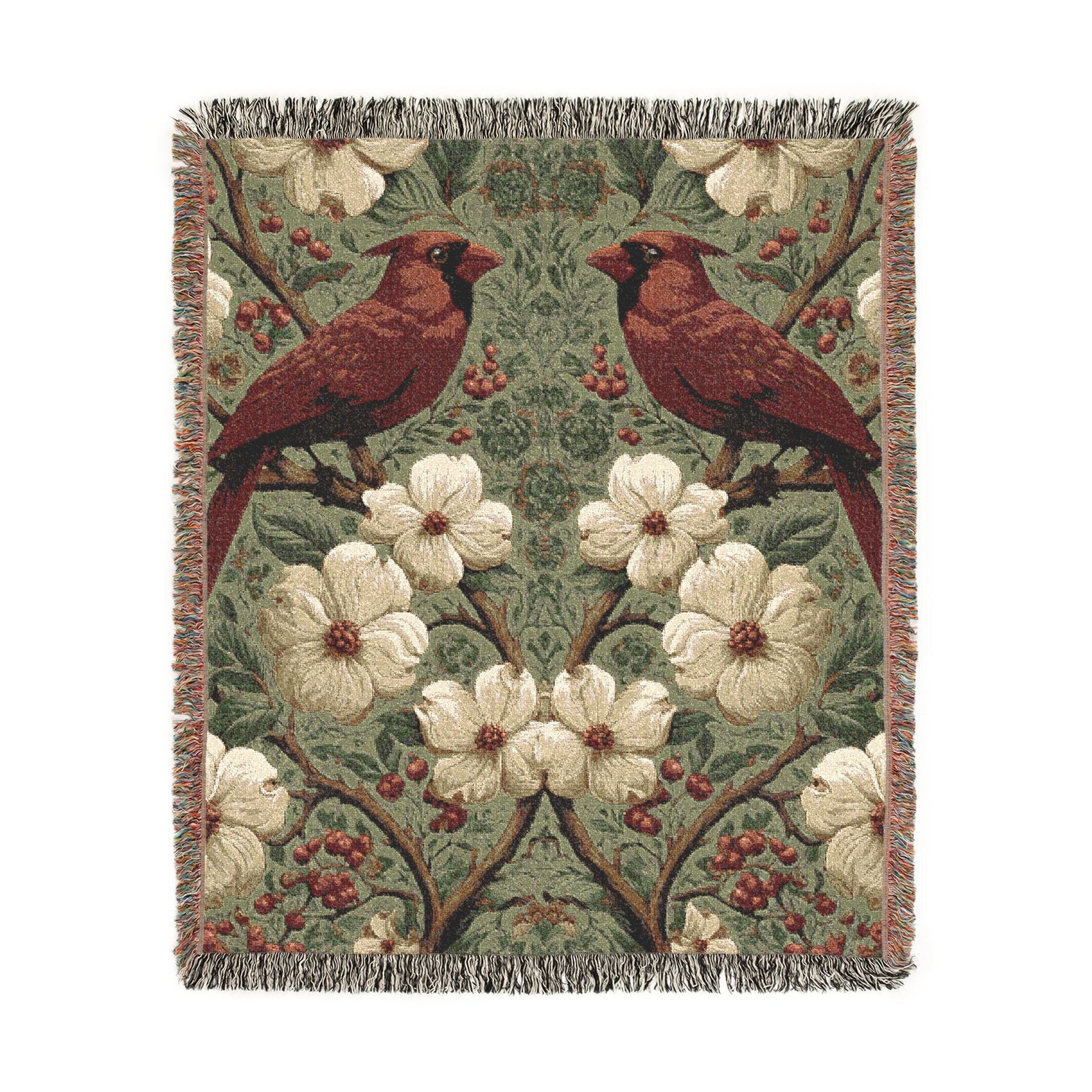 Cardinal Garden Woven Throw Blanket