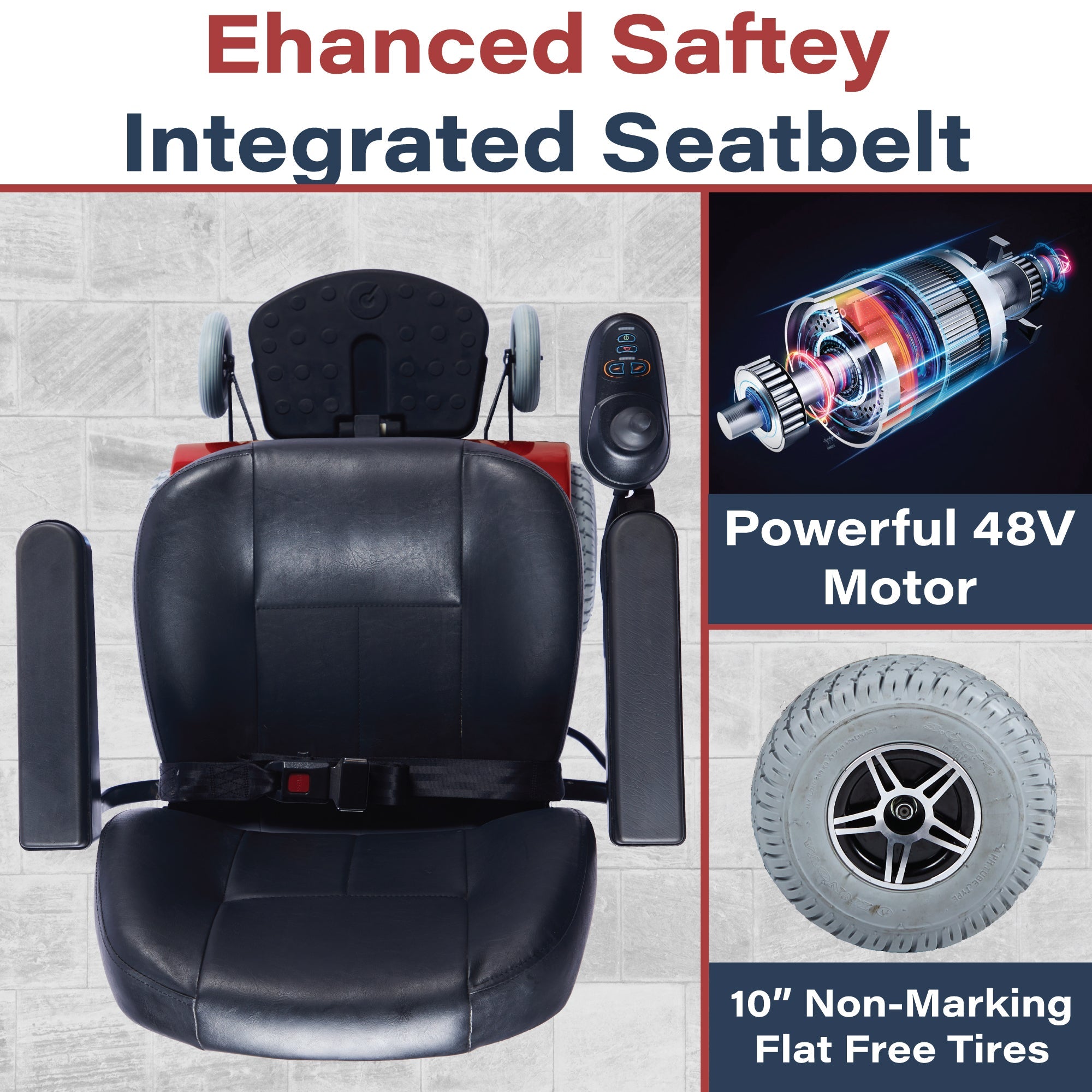 Zipr PC Power Electric Wheelchair - Full Size Long Range Motorized Wheelchair - Electric Wheelchairs for Adults, Seniors, Elderly, Travel - Red