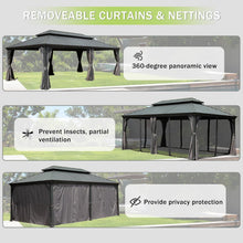 12 × 24 FT Outdoor Gazebo with Galvanized Steel Double Roof